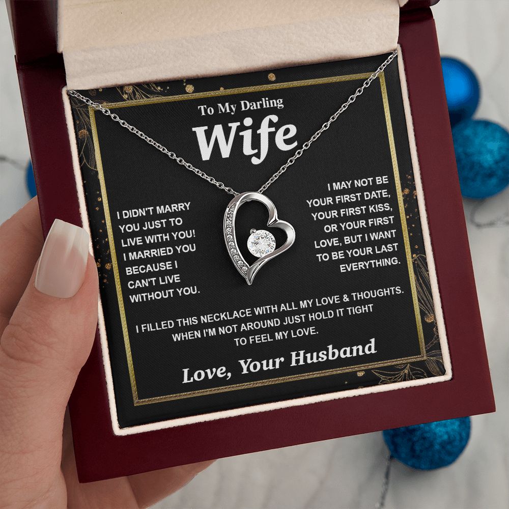 Valentine Gifts for Wife Necklace from Husband, Gifts for Wife from Husband, Wedding Gifts for Her Gifts Soulmate Message Card and Necklace Gift Box Gift Box Styles on Birthday, Wedding, Anniversary, Valentine Forever Love