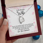 Couples Gifts Necklace To My Beautiful Wife Necklace Gifts For My Wife, Love Knot Meaningful Necklace Message Card and Gift Box Styles on Birthday, Christmas, Anniversary Forever Love
