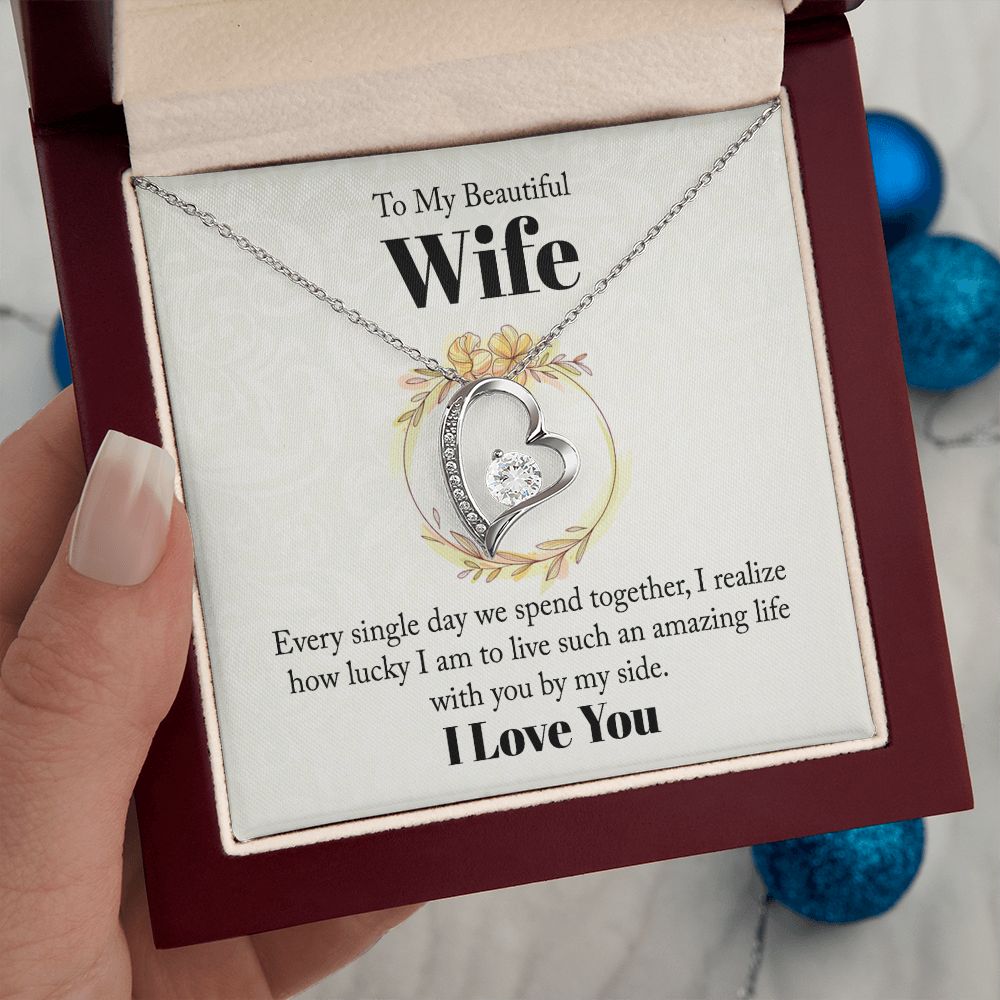 Wife Necklace Gifts From Husband, Wedding Anniversary Jewelry For Wife From Husband, Wife Birthday From Husband, Necklaces For Wife From Husband To My Wife Necklace, Necklace Message Card and Gift Box Styles on Birthday, Christmas, Anniversary  Forever Lo