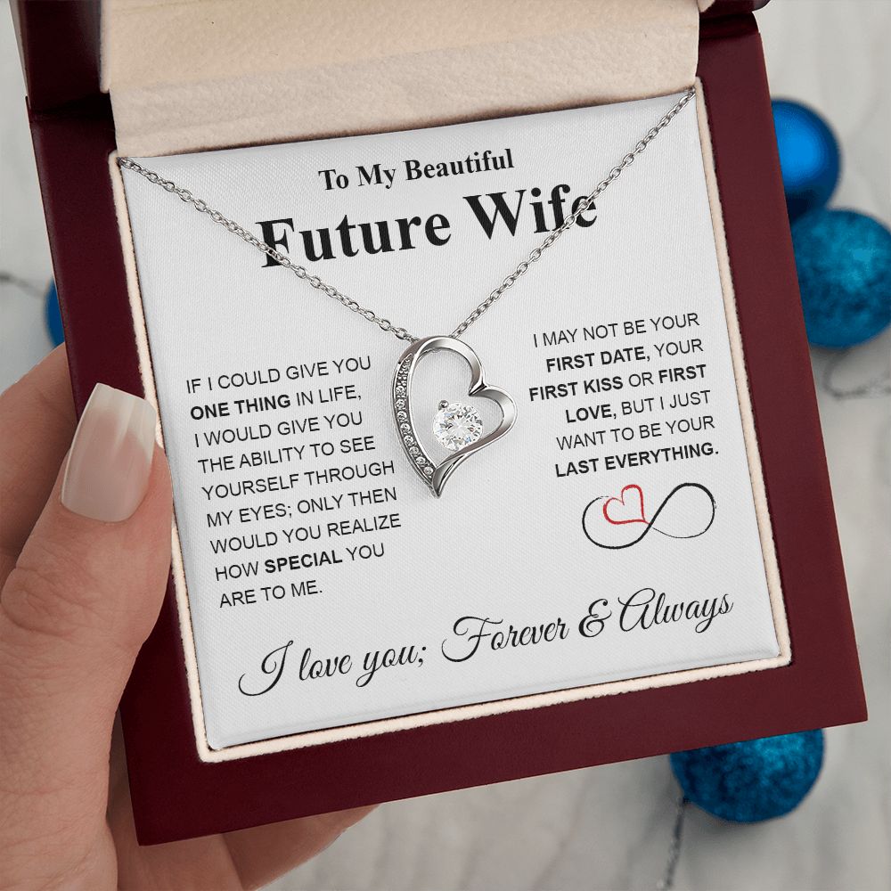 Future Wife Necklace My Last Everything, Promise Necklace For Her, Fiance Gifts For Her, Valentine Gifts For Future Wife With Message Card Box LED, Soulmate Necklace For Women, To My Wife Necklace copy Forever Love