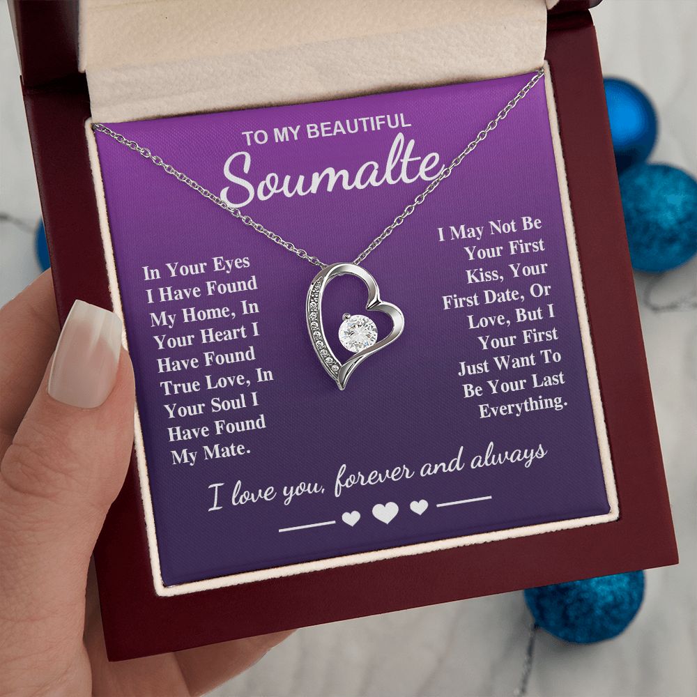 To My Beautiful Soulmate Necklace Gift, Soulmate for Wife Birthday Gifts from Husband, Valentine for Women, Soulmate Gifts, Message Card and Necklace Gifts Box Gift Box Styles on Birthday, Wedding, Anniversary, Valentine Forever Love
