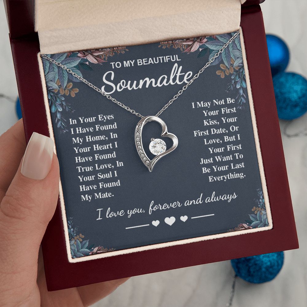 To My Beautiful Soulmate Necklace Gift, Soulmate for Wife Valentine Gifts from Husband, Birthday for Women, Soulmate Gifts, Message Card and Necklace Gifts Box Gift Box Styles on Birthday, Wedding, Anniversary, Valentine Forever Love