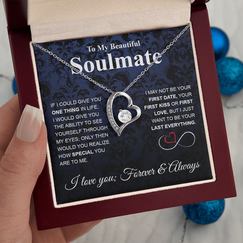 To My Beautiful Soulmate Necklace My Last Everything, Promise Necklace For Her, Fiance Gifts For Her, Wedding Gifts For Future Wife With Message Card Box LED, Soulmate Necklace For Women, To My Wife Necklace Forever Love