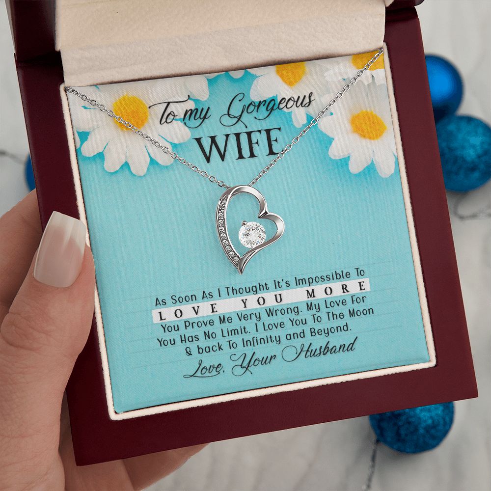 To My Gorgeous Wife Every Passing Second Gift Wife From Husband, Jewelry For Women, Jewelry For Wife, Love Knot Meaningful Necklace Message Card and Gift Box Styles on Birthday, Christmas, Anniversary Forever Love