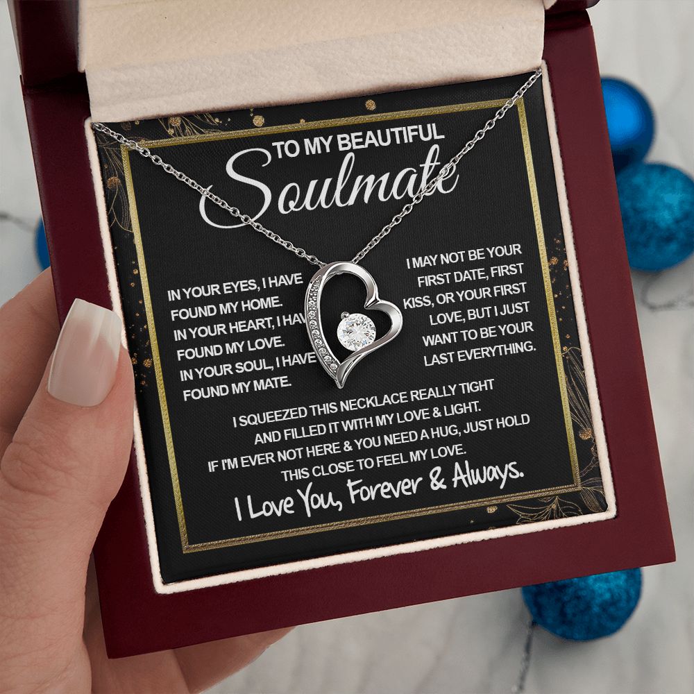To My Beautiful Soulmate Necklace, Soulmate Jewelry For Women, Wife Necklace From Husband, Wife Gifts Necklace For Wife, Soulmate Gifts For Her, To My Future Wife Necklace Soulmate Forever Love