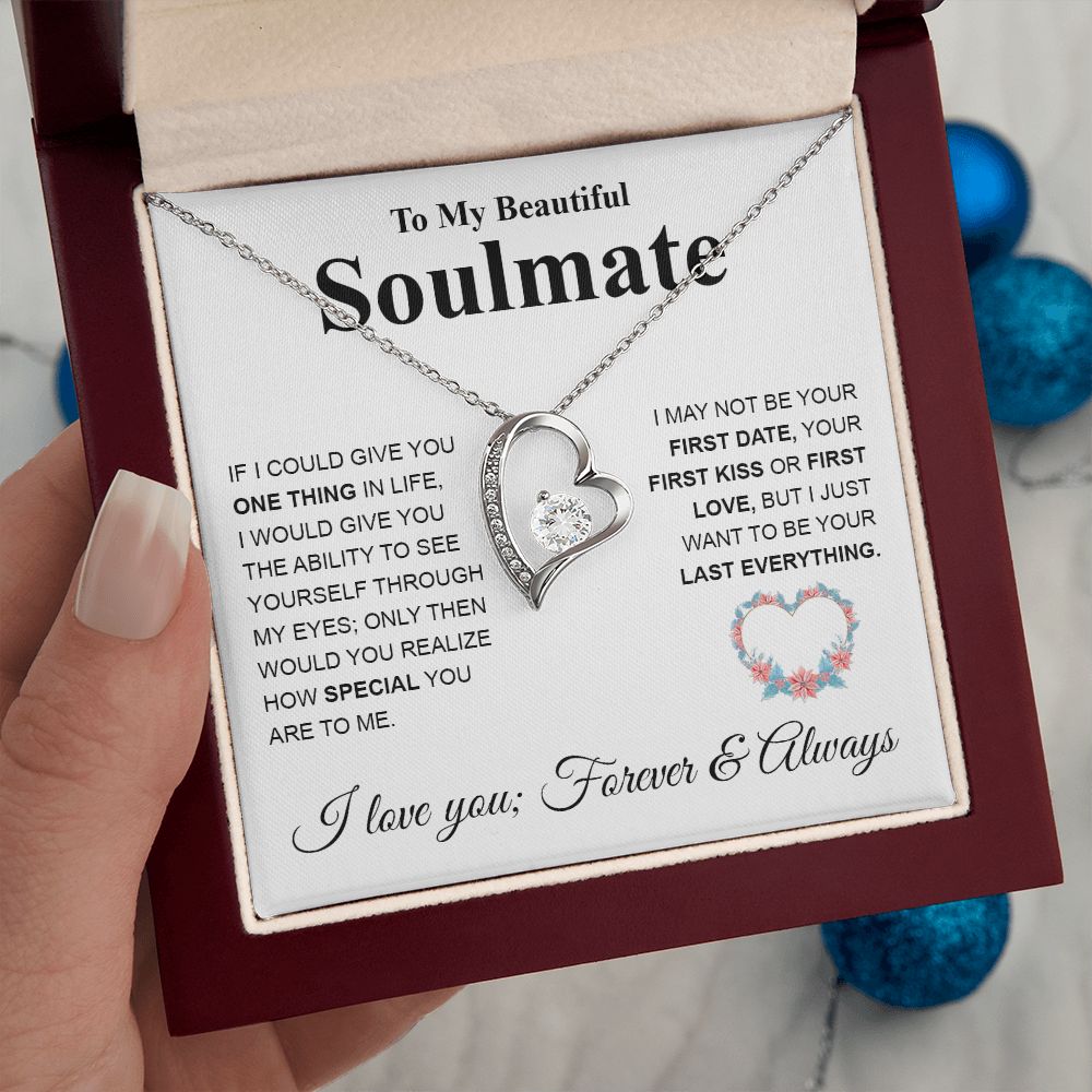 Beautiful Soulmate Necklace My Last Everything, Promise Necklace For Her, Fiance Gifts For Her, Valentine Gifts For Future Wife With Message Card Box LED, Soulmate Necklace For Women, To My Wife Necklace copy Forever Love