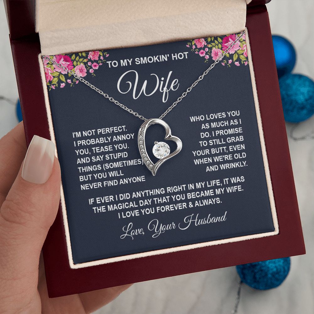 Wife Necklace Gifts from Husband, Wedding Anniversary Gifts for Wife from Husband, Wife Birthday Gifts from Husband, To My Wife Necklace Message Card and Necklace Gifts Box Gift Box Styles on Birthday, Wedding, Anniversary, Valentine Forever Love