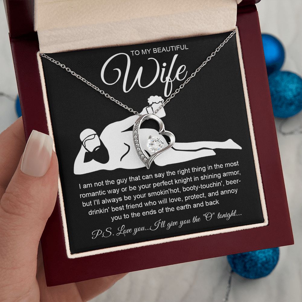 To My Beautiful Wife Necklace For Women, Funny Gifts For Girlfriend,Valentine Christmas Presents For Girlfriend, Best Birthday Meaningful Gift Ideas For Wife, Women Romantic Jewelry For Her Anniversary Message Card and Gift Box Styles Forever Love