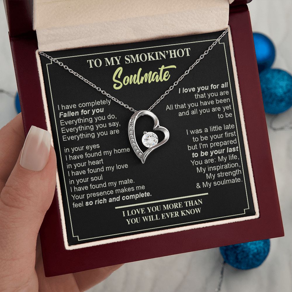 Couples Gifts, Necklace To My Hot Soulmate Necklace Gifts For My Wife with Future Wife Soulmate Girlfriend Necklaces Customer Name Message Card and Gift Box styles On Birthday, Christmas, Anniversary Forever Love