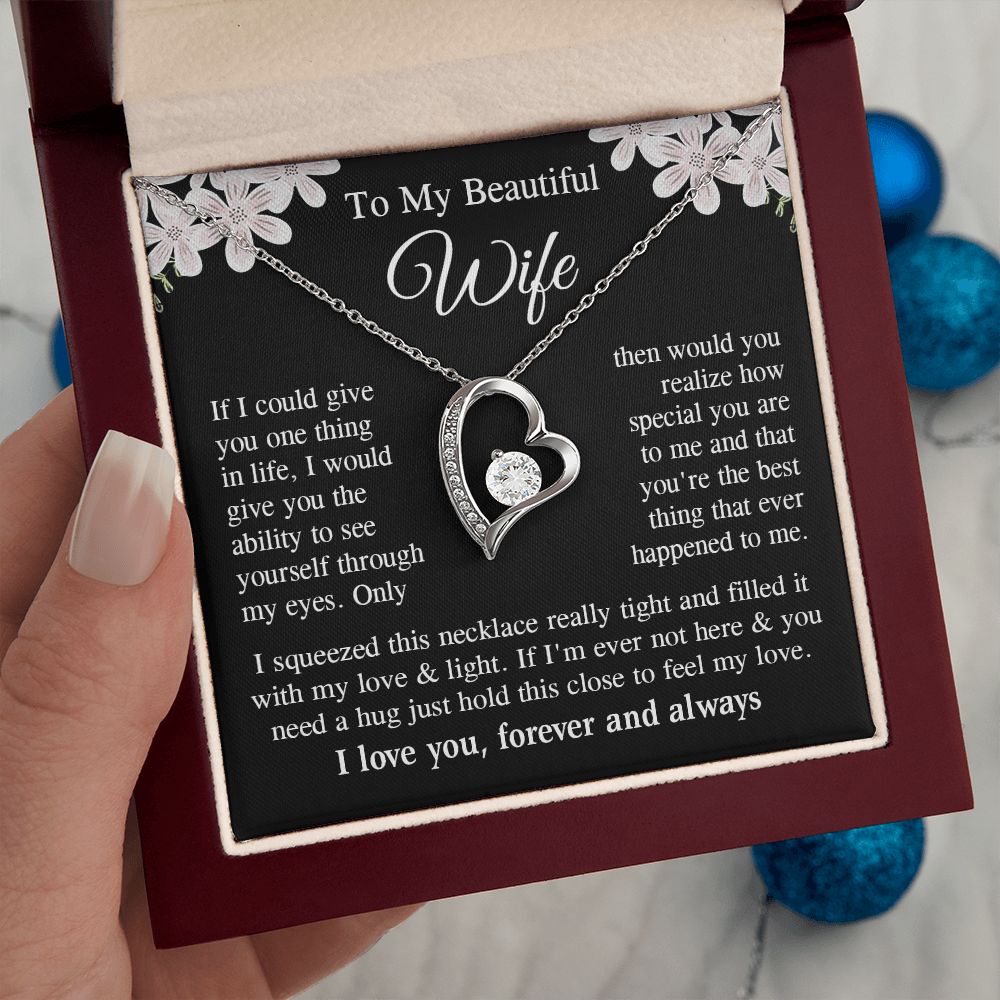 Wife Necklace Gift for Her, Soulmate Jewelry, Necklace for Future Wife, Wedding Valentine Jewelry for Wife Necklace Gifts from Husband - Soulmate Gift Necklace with Message Card and Gift Box Forever Love