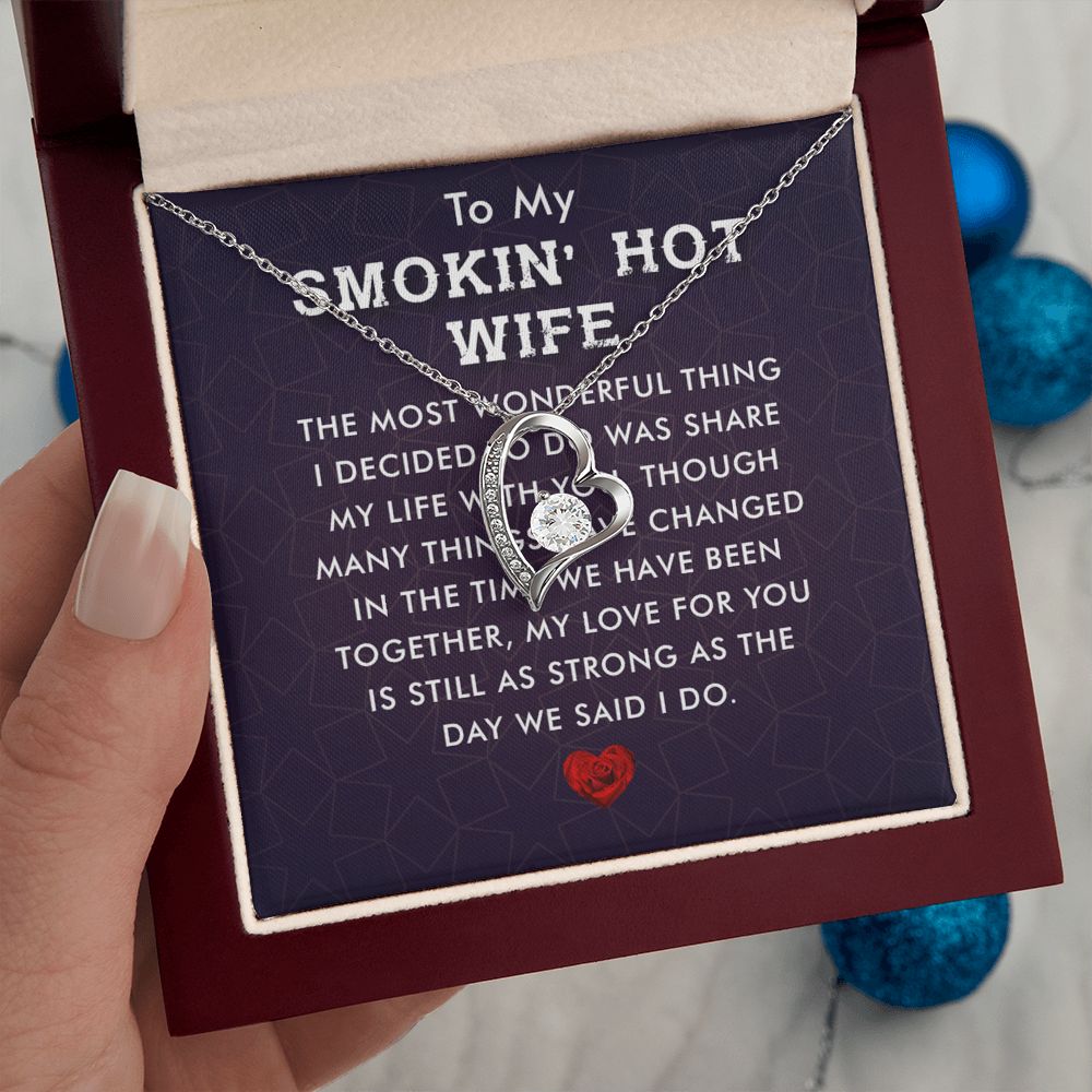 Couples Gifts, Smokin' Hot Wife Necklace Gifts From Husband, Wedding Anniversary Jewelry For Wife From Husband, Wife Birthday From Husband, To My Unbiological Sister Message Card and Gift Box styles On Birthday, Christmas, Anniversary  Forever Love