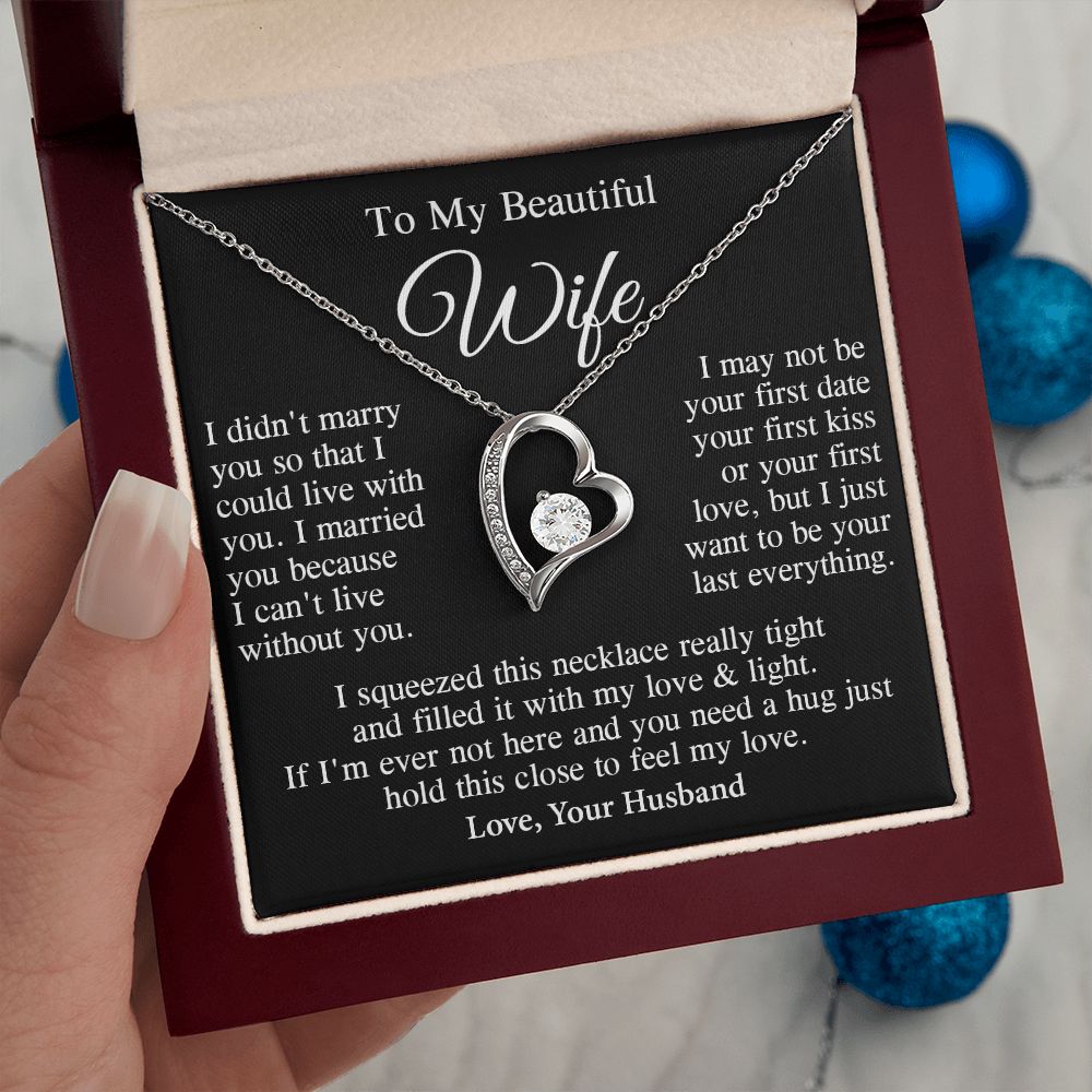 Wife Necklace Gift From Husband, Anniversary Romantic Gifts for Wife from Husband, Wife Birthday Gifts Message Card and Necklace Gifts Box Gift Box Styles on Birthday, Wedding, Anniversary, Valentine Forever Love