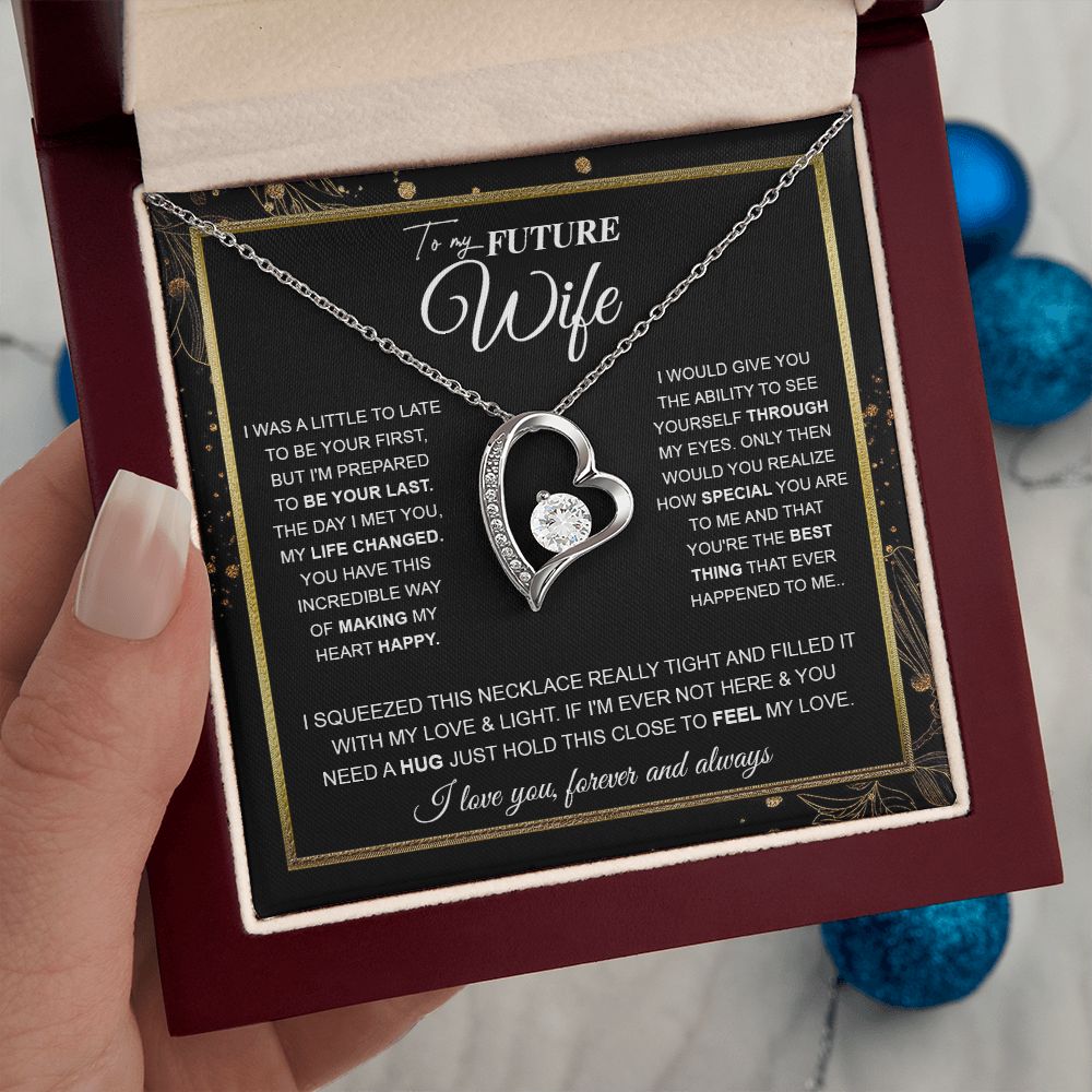 to My Future Wife Necklace Future Wife Gifts, Promise Necklace For Her, Fiance Gifts For Her, Valentine Birthday Gifts For Future Wife With Message Card Box LED, Soulmate Necklace For Women, To My Wife Necklace Forever Love