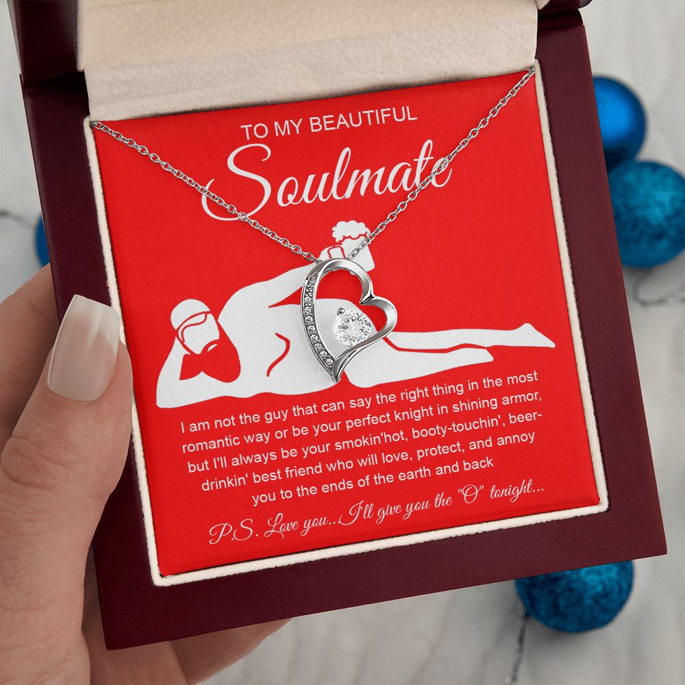 To My Beautiful Soulmate Necklace For Women, Funny Gifts For Girlfriend,Valentine Presents For Girlfriend, Best Birthday Meaningful Gift Ideas For Wife, Women Romantic Jewelry For Her Anniversary Message Card and Gift Box Styles Forever Love