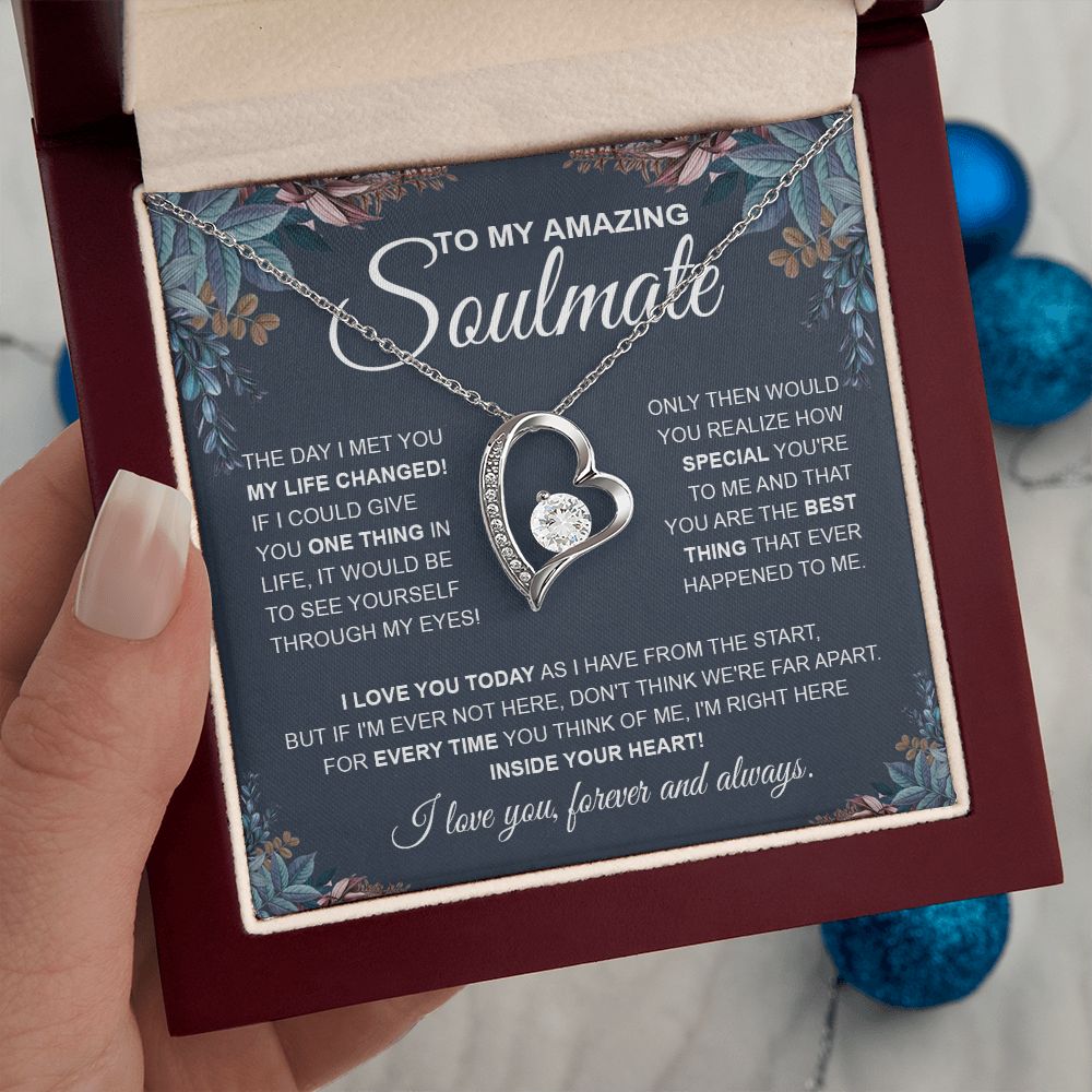 to My Soulmate Necklace, Soulmate Jewelry for Women, Wife Gifts from Husband, Wedding Necklace for Wife Soulmate Gifts Future Wife Necklace Message Card and Gift Box Styles on Birthday, Wedding, Anniversary, Valentine Forever Love