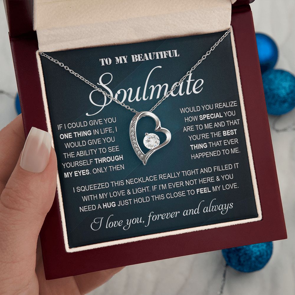 Personalized Valentine Gift For Wife, To My Soulmate Necklace For Women, Soulmate Necklace, To My Wife Necklace From Husband, Necklace Custom Name Message Card and Gift Box Styles on Birthday, Christmas, Wedding, Anniversary Forever Love