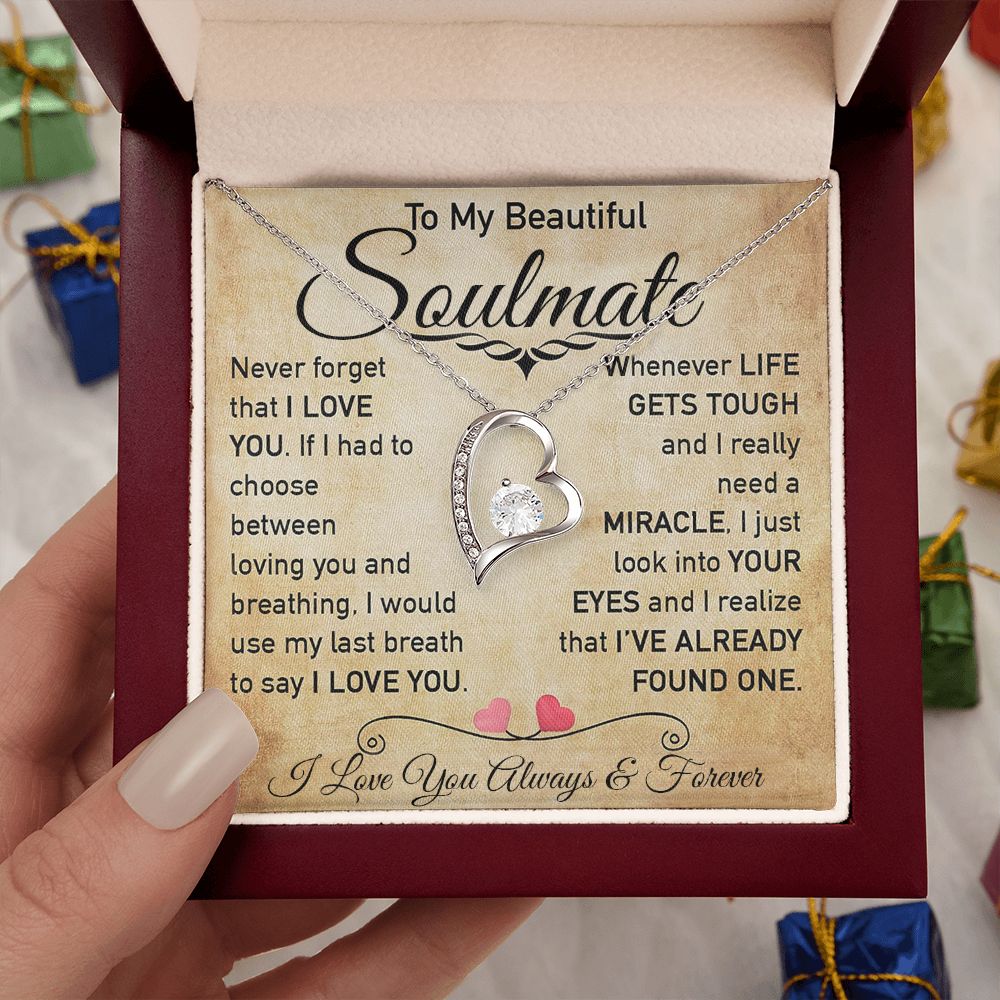 My Beautiful Soulmate Necklace Future Wife Gifts, Promise Necklace For Her, Fiance Gifts For Her, Valentine Gifts For Soulmate From Husband With Message Card Box LED, Soulmate Necklace For Women, To My Wife Necklace Forever Love
