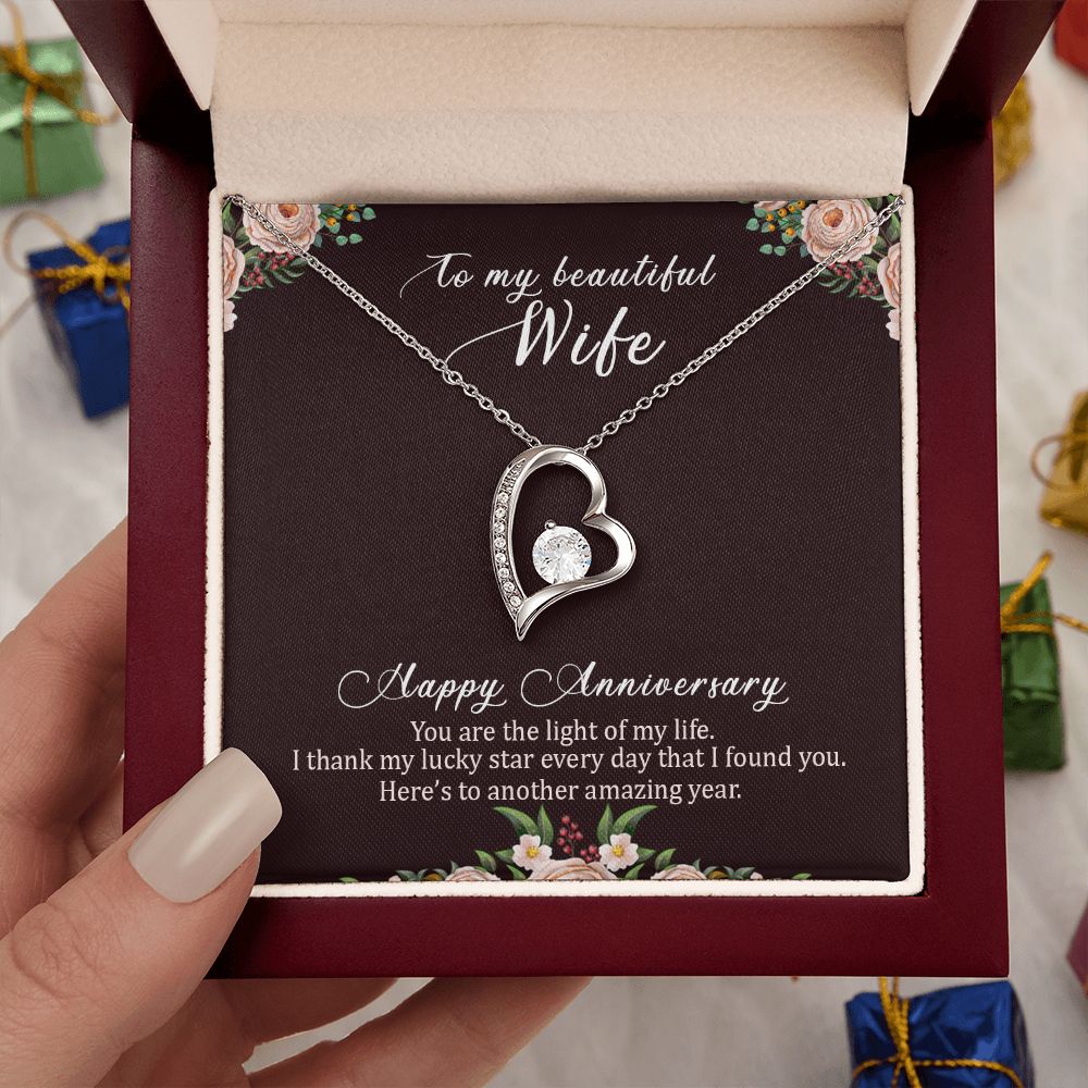 To My Beautiful Wife Necklace, Wife Necklace, Wife Gift, WIfe Gift From Husband, Happy Anniversary, Meaningful Necklace Message Card and Gift Box Styles on Birthday, Christmas, Anniversary  Forever Love