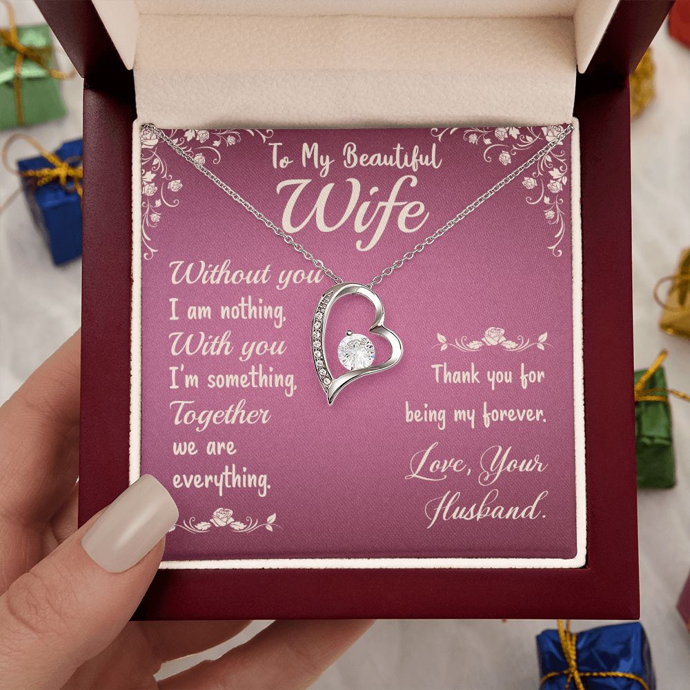 Couples Gifts,To My Wife Girlfriend Necklace Gifts From Husband, Wedding Anniversary Jewelry For Wife From Husband, Wife Birthday From Husband, To My Beautiful Wife Girlfriend Message Card and Gift Box styles On Birthday, Christmas, Anniversary  Forever L