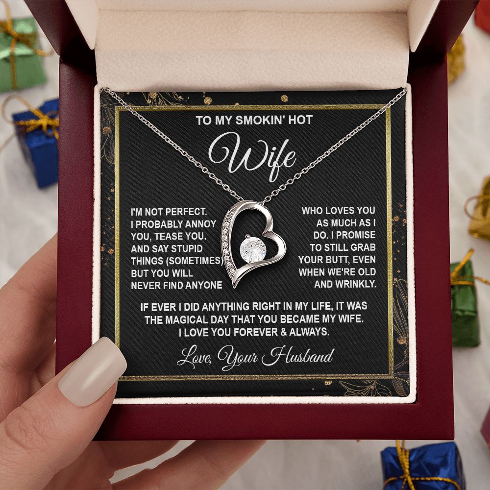 Wife Necklace Gifts from Husband, Anniversary Gifts for Wife from Husband, Wife Valentine Gift from Husband, To My Wife Necklace Message Card and Necklace Gifts Box Gift Box Styles on Birthday, Wedding, Anniversary, Valentine Forever Love