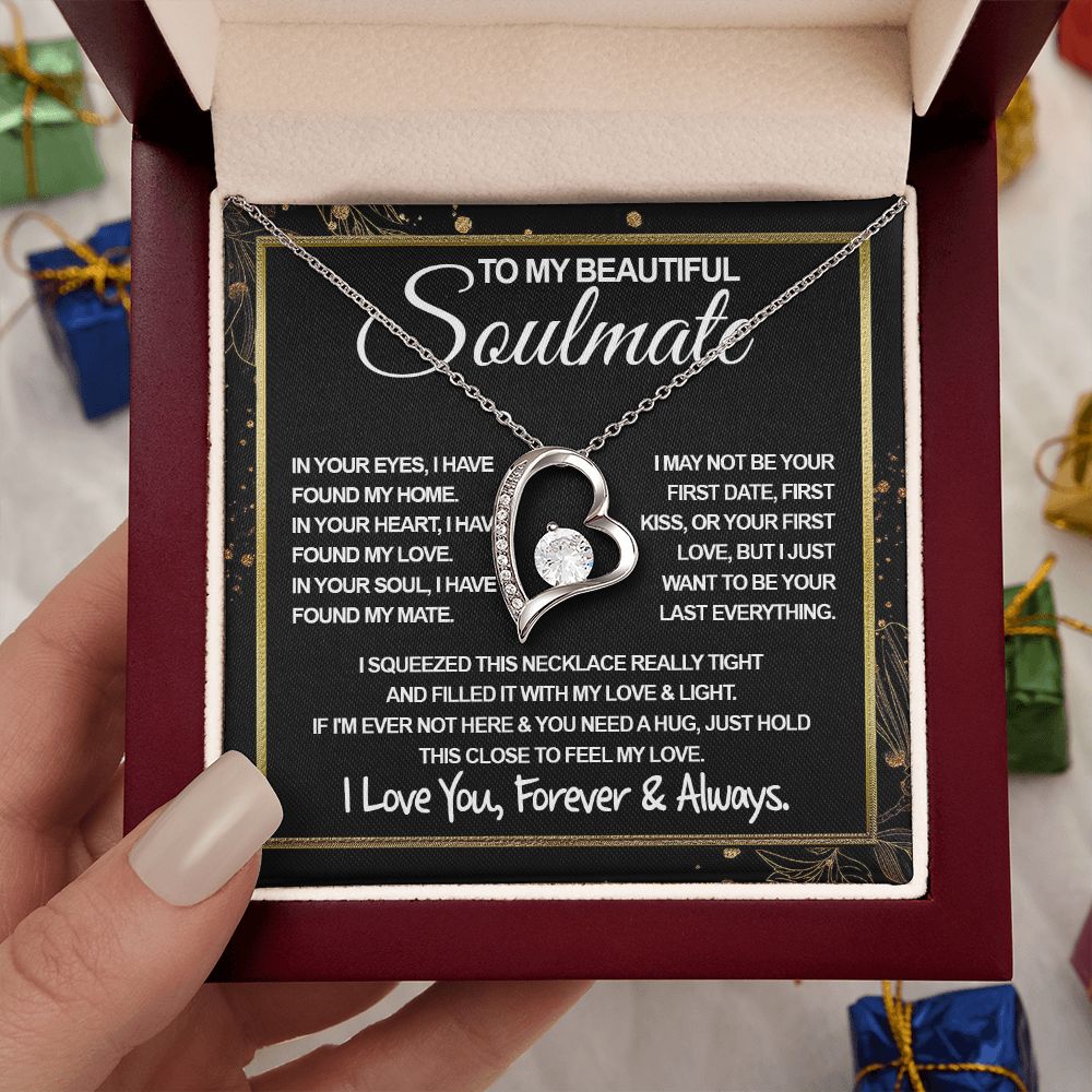 To My Beautiful Soulmate Necklace, Soulmate Jewelry For Women, Wife Necklace From Husband, Wife Gifts Necklace For Wife, Soulmate Gifts For Her, To My Future Wife Necklace Soulmate Forever Love
