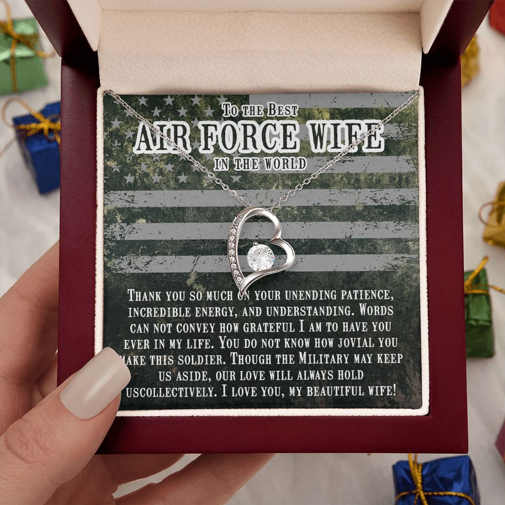 Couples Gifts, Air Force Wife Necklace Gifts From Husband, Wedding Anniversary Jewelry For Wife From Husband, Wife Birthday From Husband, To My Beautiful Wife Girlfriend Message Card and Gift Box styles On Birthday, Christmas, Anniversary  Forever Love