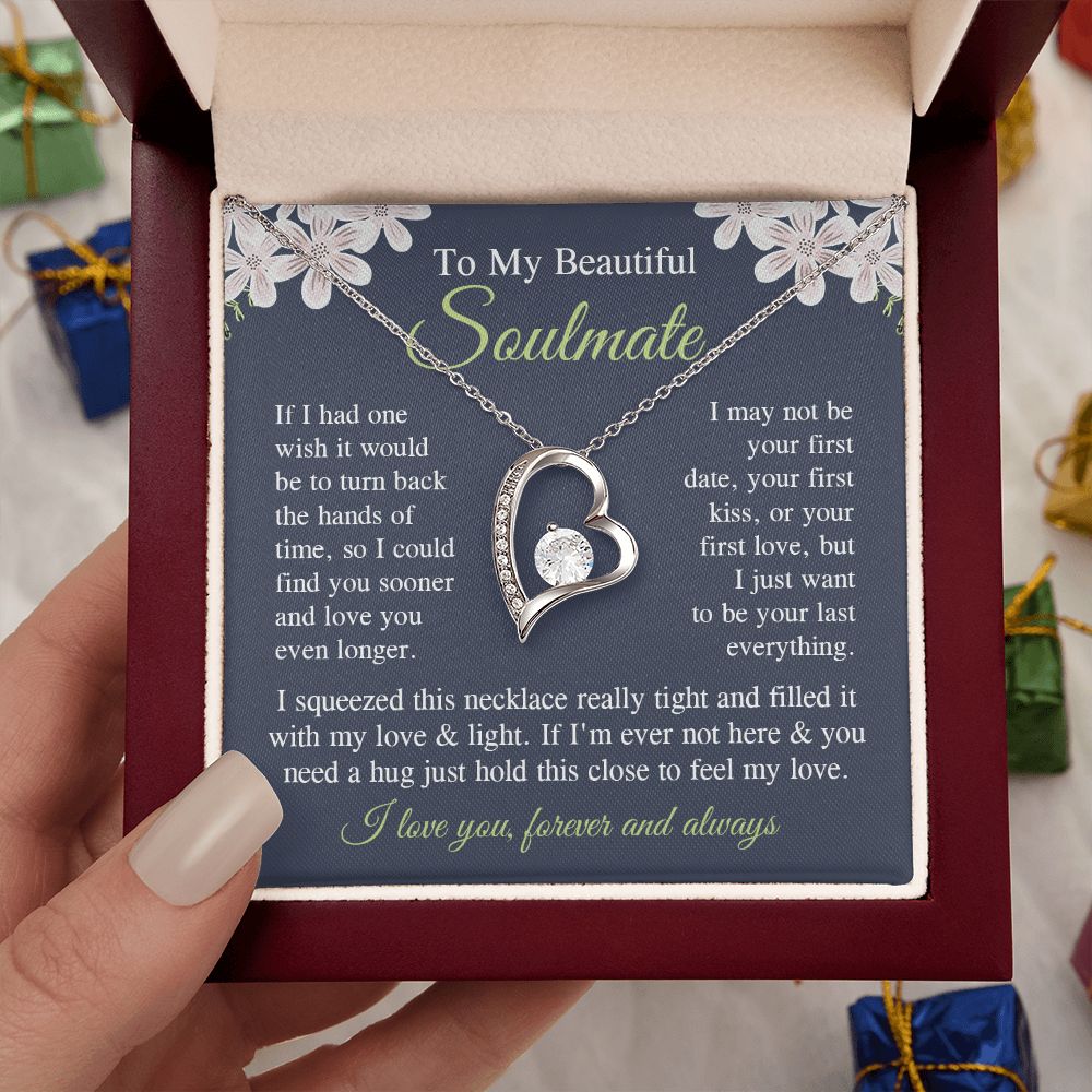 Soulmate Necklace Gift for Her, Soulmate Jewelry, Necklace for Future Soulmate, Valentine Anniversary Jewelry for Wife Necklace Gifts from Husband - Soulmate Gift Necklace with Message Card and Gift Box Forever Love