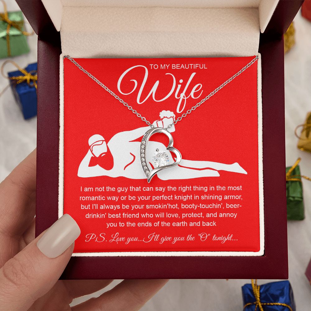 To My Beautiful Wife Necklace For Women, Funny Gifts For Girlfriend,Valentine Presents For Girlfriend, Best Birthday Meaningful Gift Ideas For Wife, Women Romantic Jewelry For Her Anniversary Message Card and Gift Box Styles Forever Love