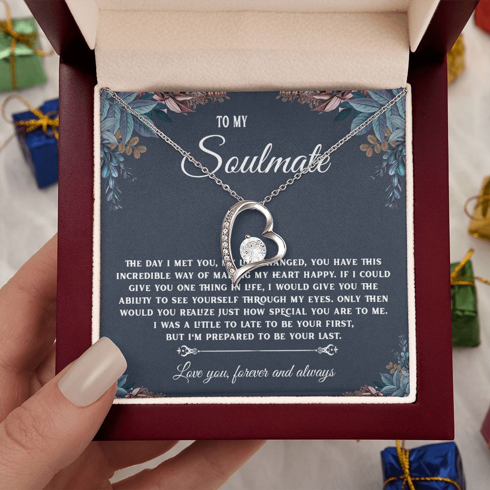 To My Soulmate Necklace Gift, Necklaces For Wife from Husband, Soulmate Necklace to My Beautiful Soulamte, Necklace For Soulmate with Message Card and Necklace Gift Box Gift Box Styles on Birthday, Christmas, Wedding, Anniversary, Valentine Forever Love