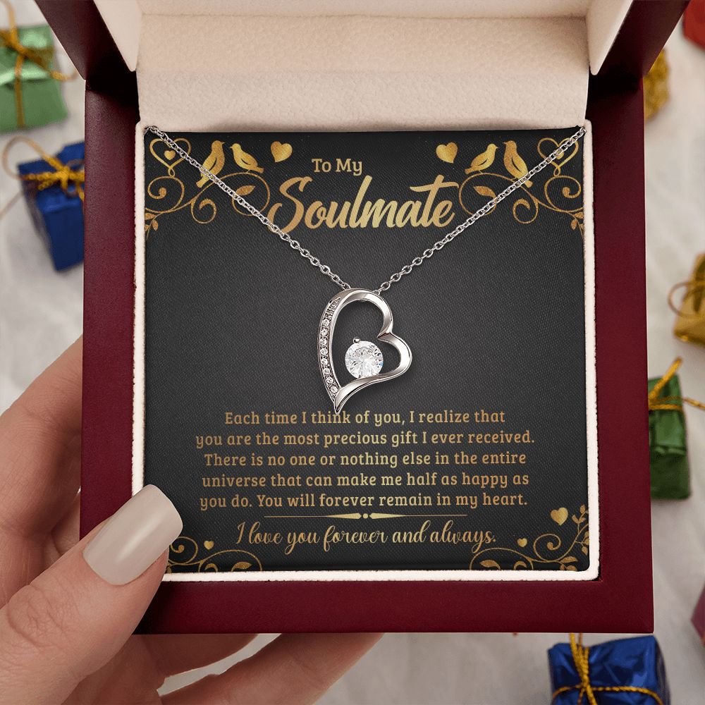 Couples Gifts, My Soulmate Necklace Gifts From Husband, Wedding Anniversary Jewelry For Wife From Husband, Wife Birthday From Husband, To My Soulmate Message Card and Gift Box styles On Birthday, Christmas, Anniversary  Forever Love