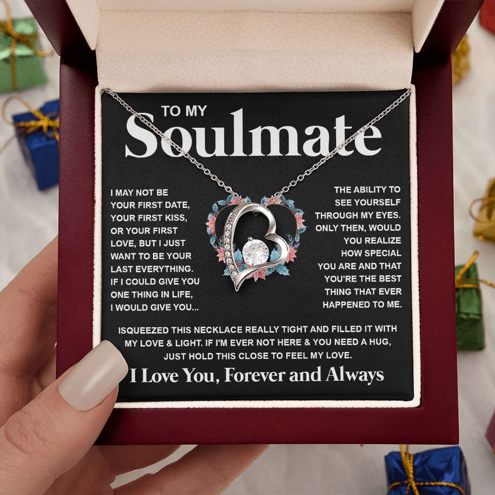 Couples Gifts Necklace To My Soulmate Necklace Birthday Christmas Jewelry Romantic Gifts For My Wife Pendant Jewelry with Message Card and Box Necklaces for Women Valentines Day Happy Anniversary Wedding Present Forever Love