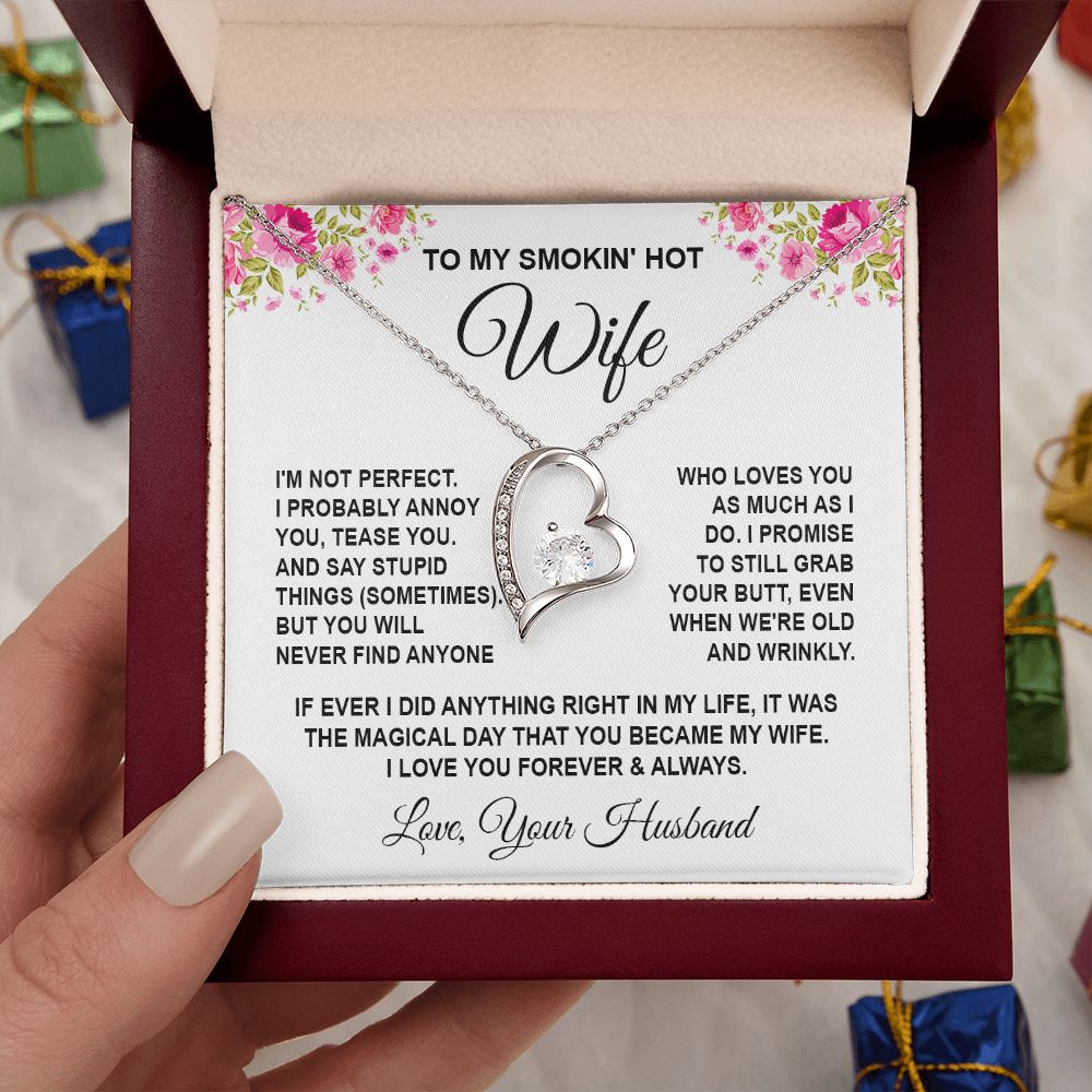 Wife Necklace Gifts from Husband, Wedding Anniversary Gifts for Wife from Husband, Wife Valentine Gifts from Husband, To My Wife Necklace Message Card and Necklace Gifts Box Gift Box Styles on Birthday, Wedding, Anniversary, Valentine Forever Love