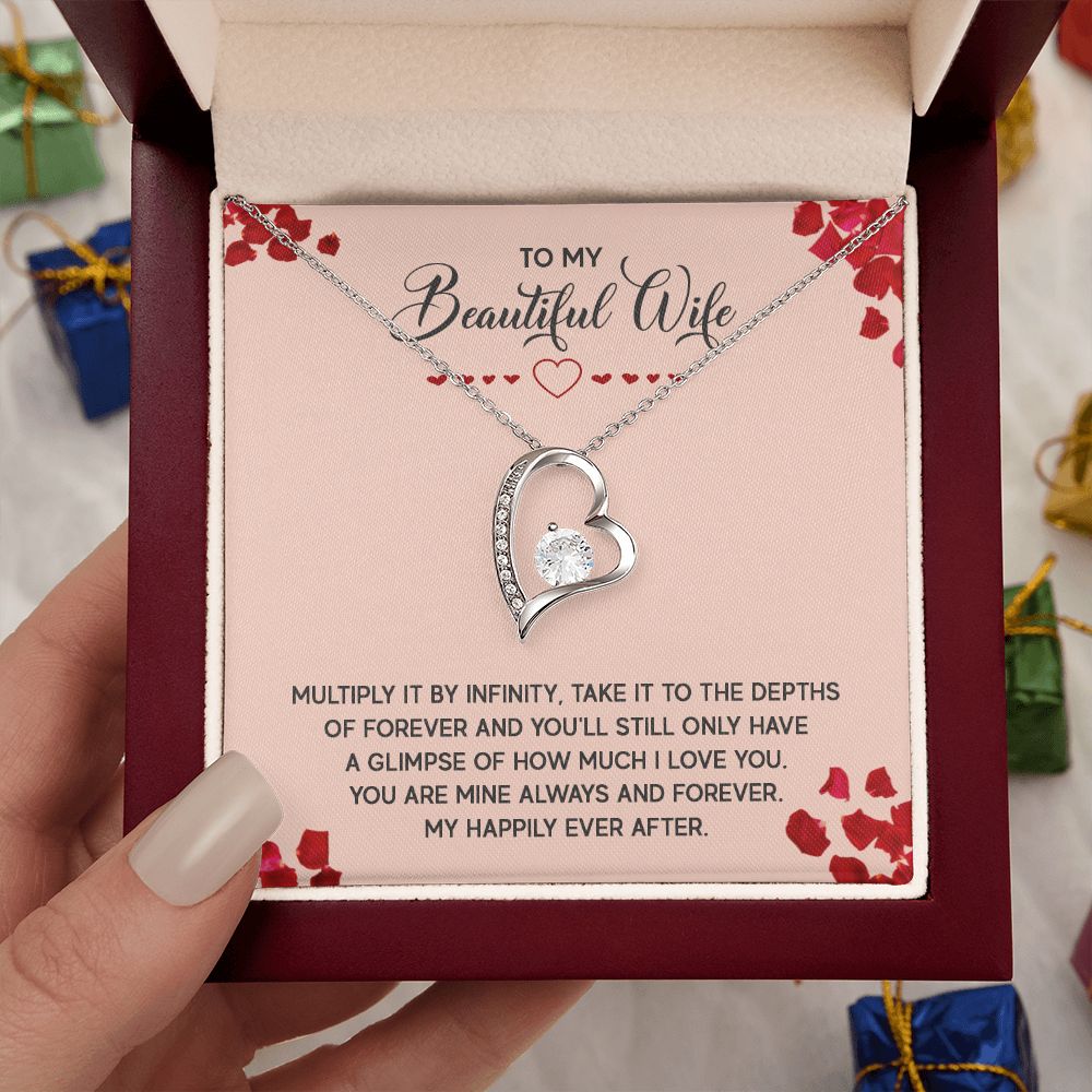 Couples Gifts, To My Beautiful Wife Necklace Gifts From Husband, Wedding Anniversary Jewelry For Wife From Husband, Wife Birthday From Husband, To My Soulmate Message Card and Gift Box styles On Birthday, Christmas, Anniversary  Forever Love