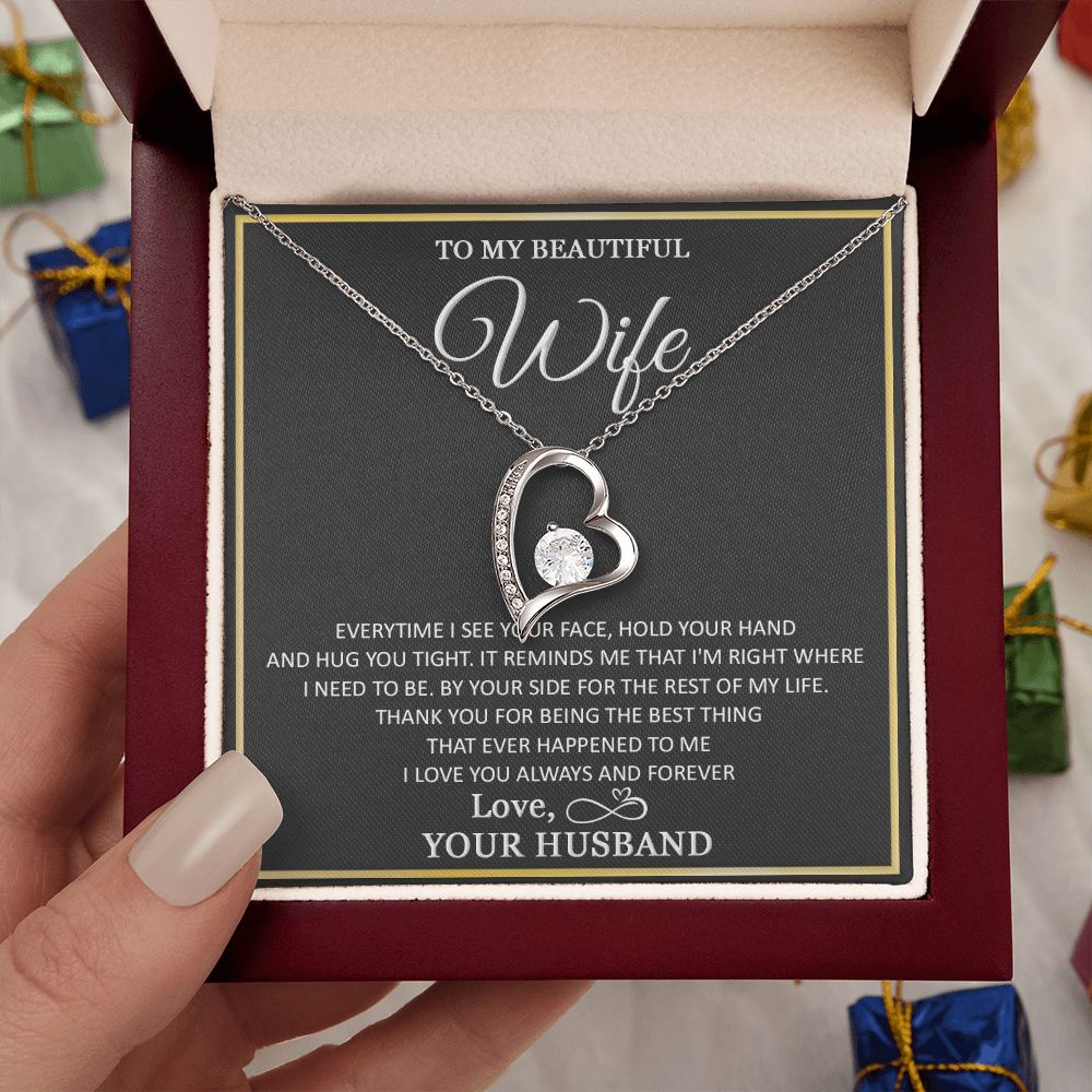 To My Wife Necklace, Necklace For Wife From Husband, To My Soulmate Necklace, Girlfriend Necklace, Soulmate For Wife, Beautiful Soulmate, Necklace Custom Name Message Card and Gift Box Styles on Birthday, Christmas, Wedding, Anniversary Forever Love