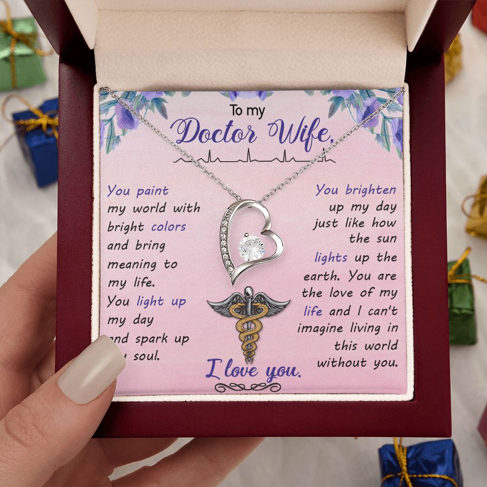 Couples Gifts, Doctor Wife Girlfriend Necklace Gifts From Husband, Wedding Anniversary Jewelry For Wife From Husband, Wife Birthday From Husband, To My Beautiful Wife Girlfriend Message Card and Gift Box styles On Birthday, Christmas, Anniversary  Forever