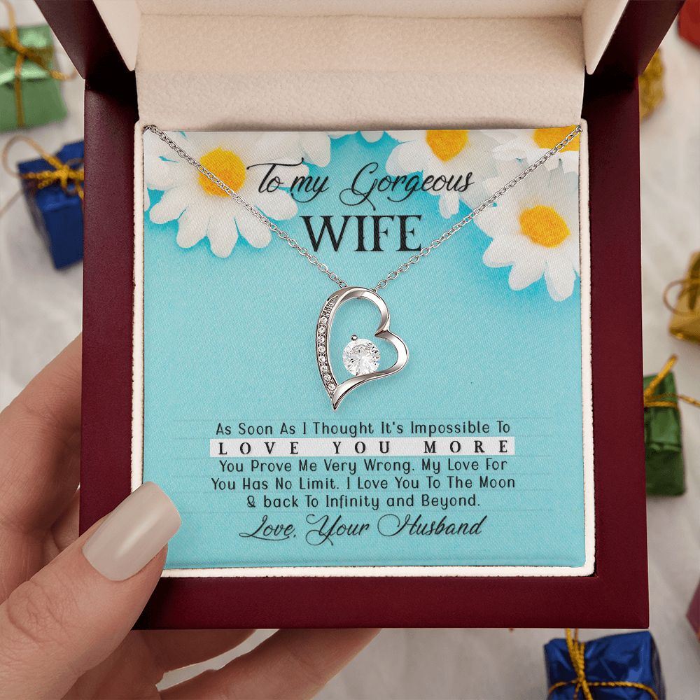 To My Gorgeous Wife Every Passing Second Gift Wife From Husband, Jewelry For Women, Jewelry For Wife, Love Knot Meaningful Necklace Message Card and Gift Box Styles on Birthday, Christmas, Anniversary Forever Love