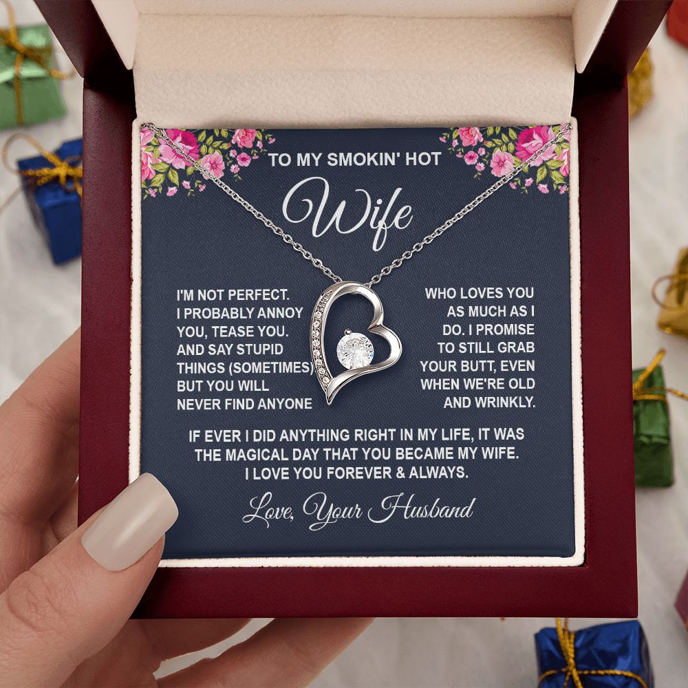 Wife Necklace Gifts from Husband, Wedding Anniversary Gifts for Wife from Husband, Wife Birthday Gifts from Husband, To My Wife Necklace Message Card and Necklace Gifts Box Gift Box Styles on Birthday, Wedding, Anniversary, Valentine Forever Love