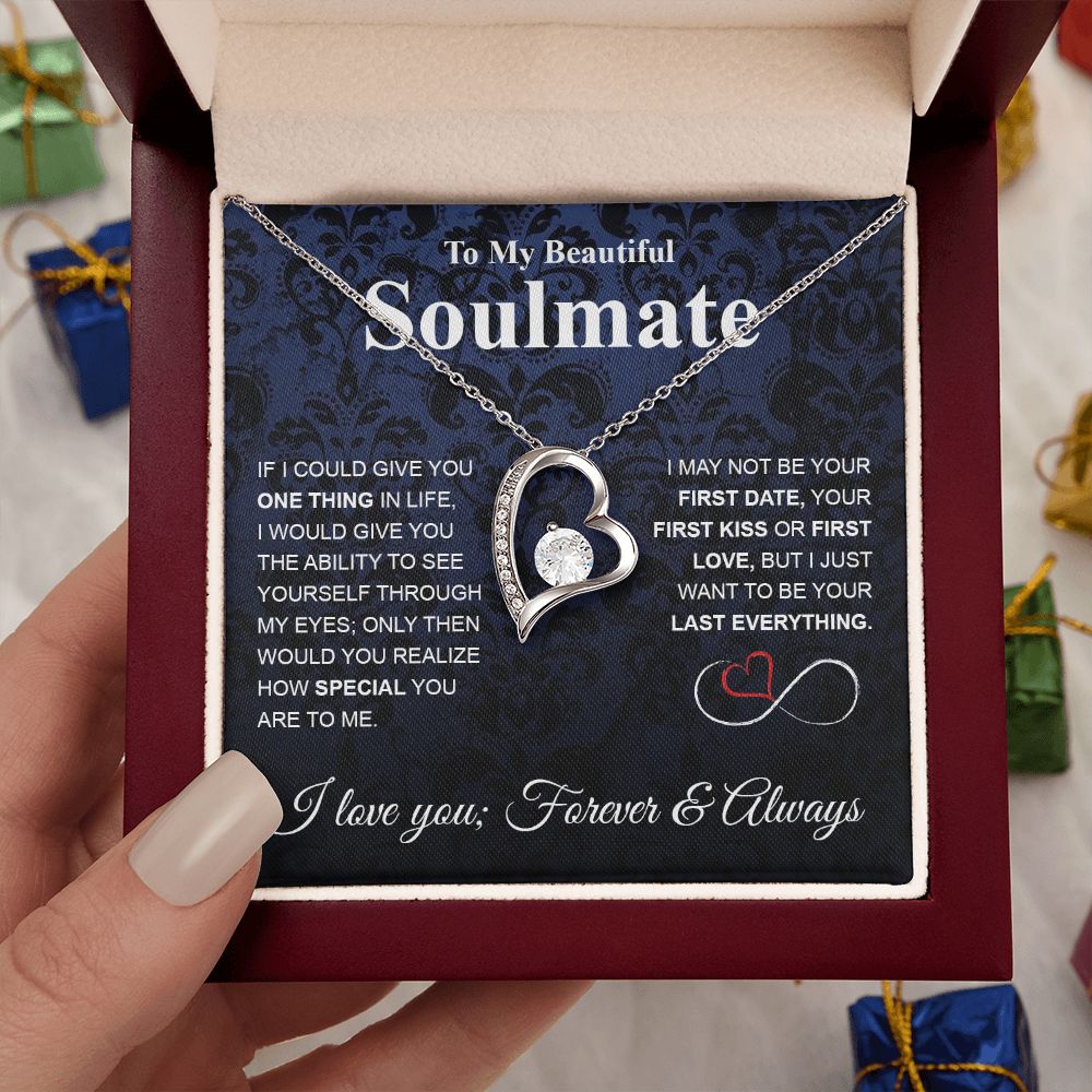 To My Beautiful Soulmate Necklace My Last Everything, Promise Necklace For Her, Fiance Gifts For Her, Wedding Gifts For Future Wife With Message Card Box LED, Soulmate Necklace For Women, To My Wife Necklace Forever Love