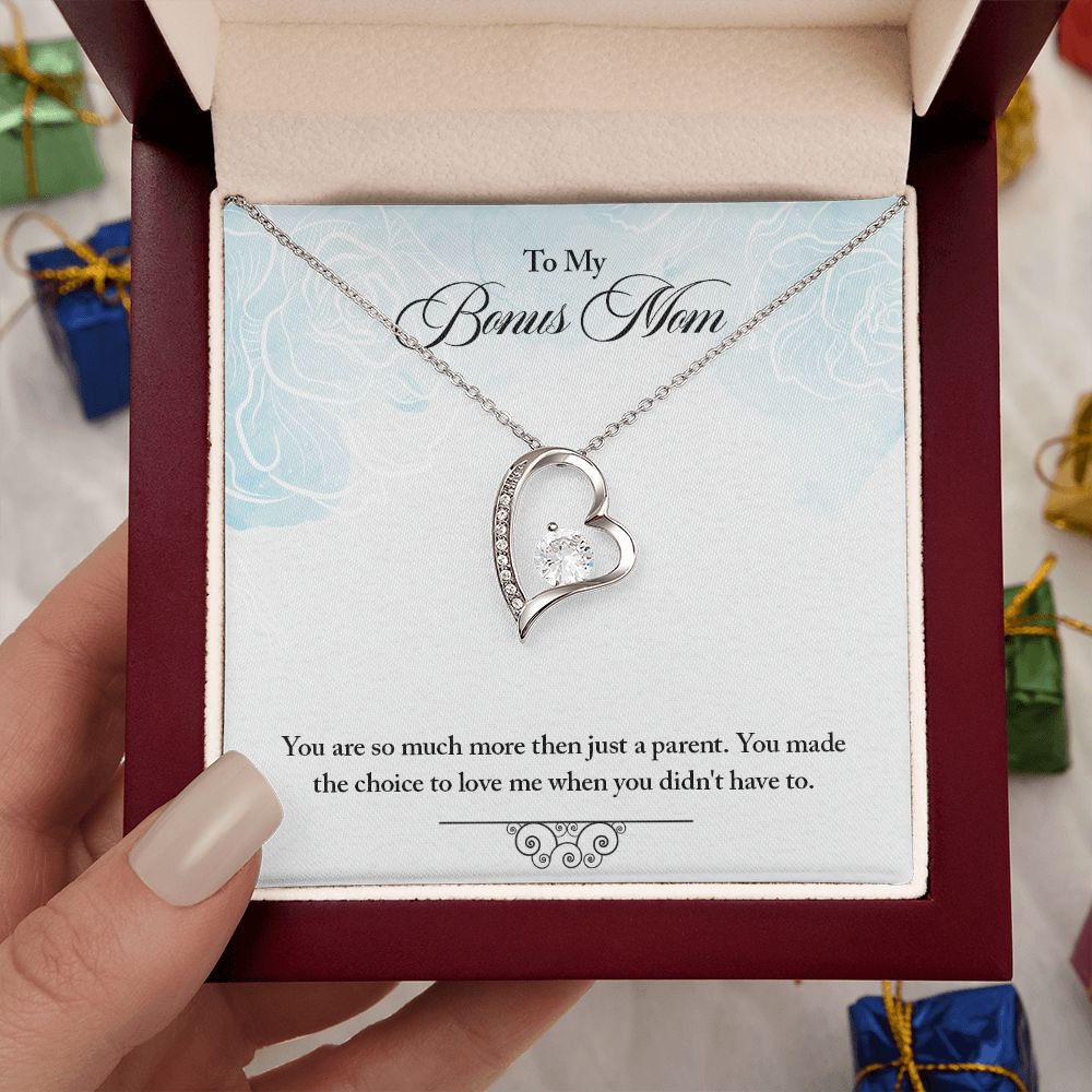 My Bonus Mom Necklace, Dear Mom, Mother's Day Necklace, Gift for Mom from Daughter, Son, Amazing Mom, Perfect Mother Mother's Day Gift, Love Knot Necklace Message Card and Gift Box Styles on Birthday, Christmas, Anniversary  Forever Love