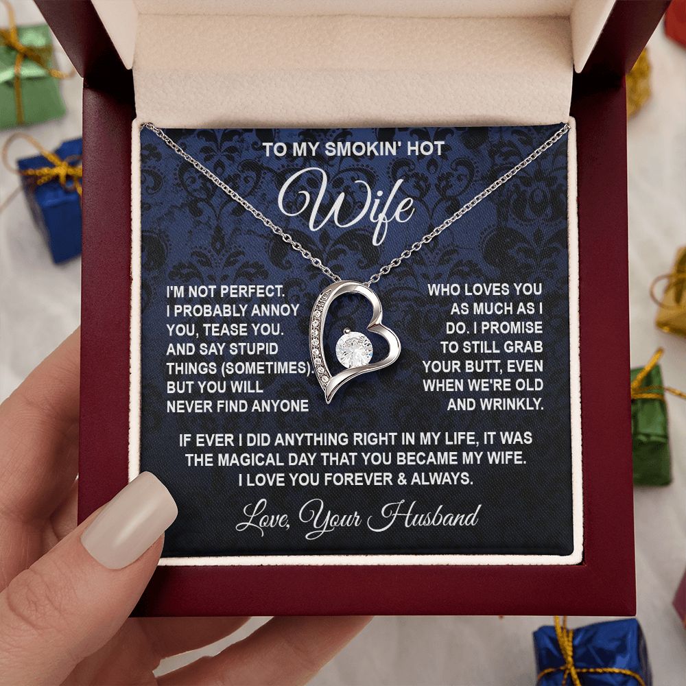 Wife Necklace Gifts from Husband, Wedding Gifts for Wife from Husband, Wife Valentine Gifts from Husband, To My Wife Necklace Message Card and Necklace Gifts Box Gift Box Styles on Birthday, Wedding, Anniversary, Valentine Forever Love