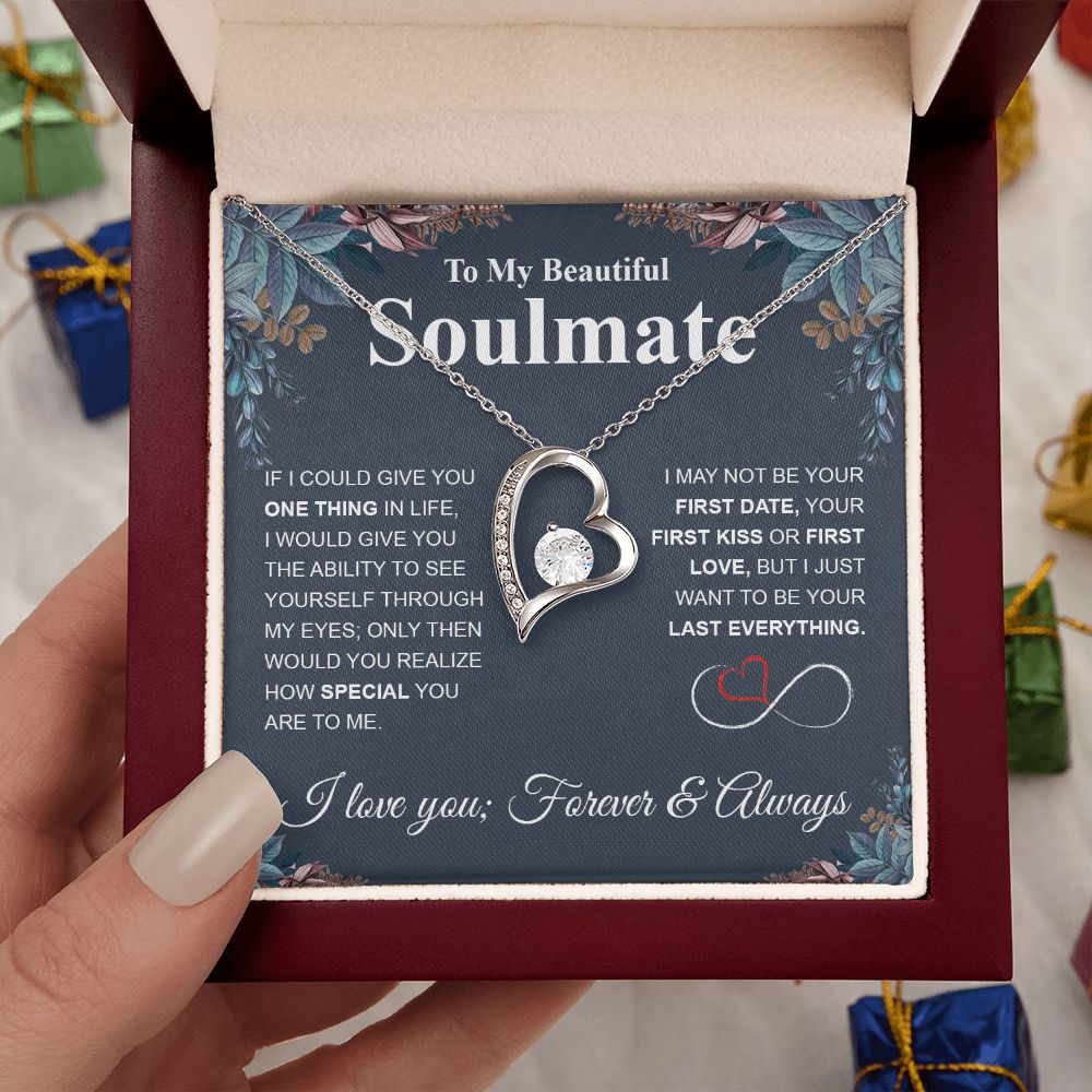 To My Beautiful Soulmate Necklace My Last Everything, Promise Necklace For Her, Fiance Gift For Her, Wedding Gifts For Future Wife With Message Card Box LED, Soulmate Necklace For Women, To My Wife Necklace Forever Love