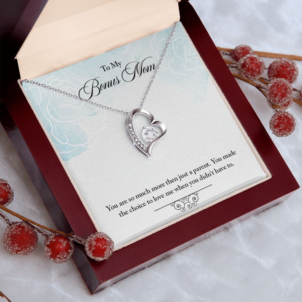 My Bonus Mom Necklace, Dear Mom, Mother's Day Necklace, Gift for Mom from Daughter, Son, Amazing Mom, Perfect Mother Mother's Day Gift, Love Knot Necklace Message Card and Gift Box Styles on Birthday, Christmas, Anniversary  Forever Love