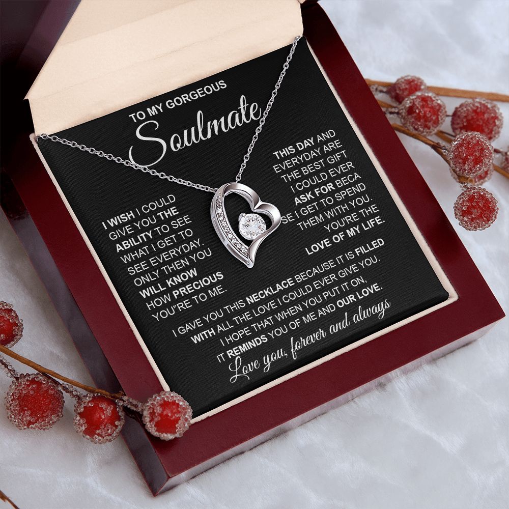 to My Soulmate Necklace from Husband, Necklaces for Wife from Husband, to My Soulmate Necklace for Women, Soulmate Jewelry for Wife Valentine Jewelry Gifts for Wife Birthday Gifts from Husband Forever Love
