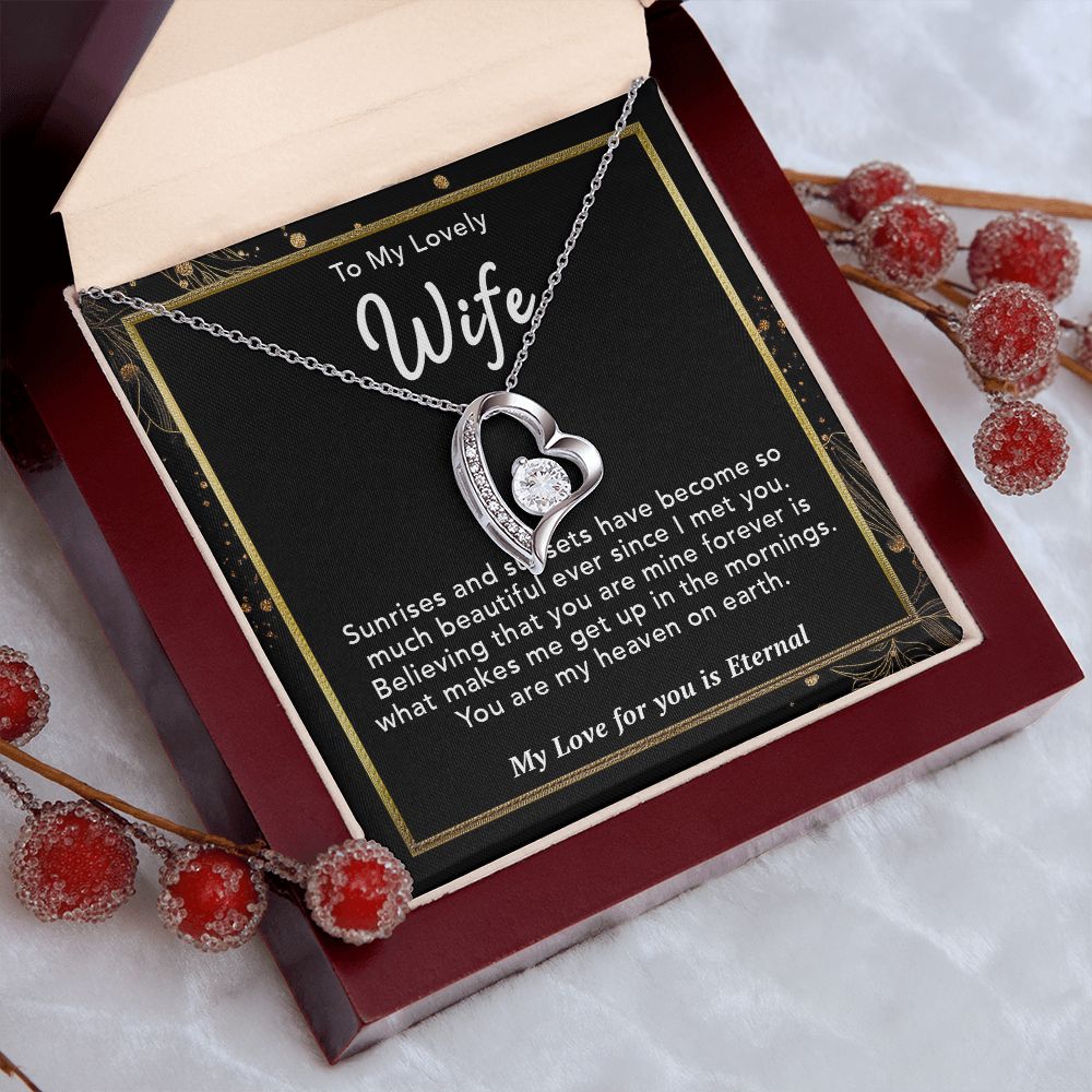 To My Lovely Wife Necklace Gift From Husband To My Badass Wife Pendant Jewelry with Message Card and Gift Box. Gift for Wife. Necklace Gift Set for Wife Necklace Gifts Box Gift Box Styles Forever Love