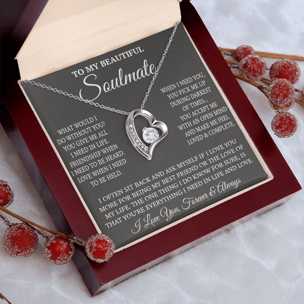 Couples Gifts Necklace To My Soulmate Necklace, Necklace Gifts For Wife From Husband Jewelry Romantic Gifts For My Wife Necklace Message Card and Gift Box Styles on Birthday, Christmas, Wedding, Anniversary, Valentine Forever Love