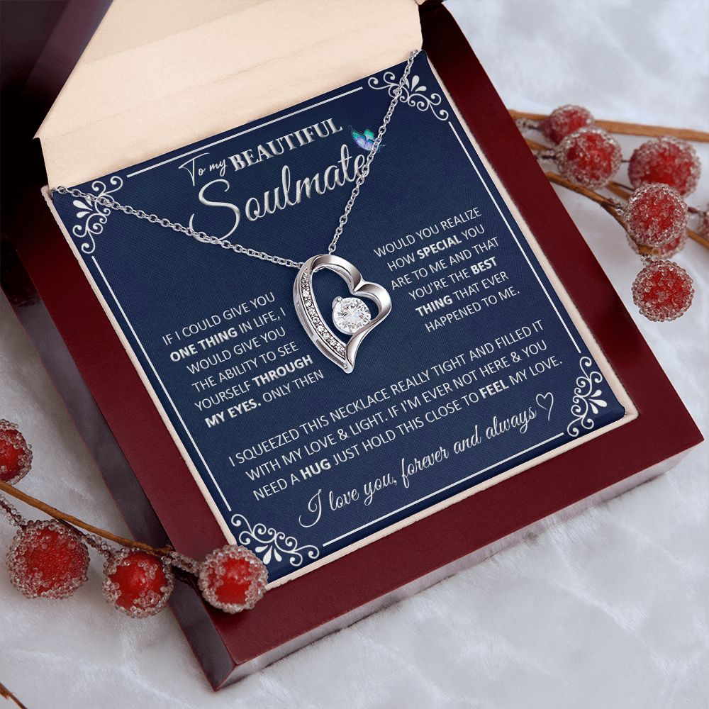 Couples Gifts, To My Beautiful Soulmate Necklace Gifts From Husband, Wedding Anniversary For Wife From Husband, To My Beautiful Wife Necklace, Necklace Custom Name Message Card and Gift Box Styles on Birthday, Christmas, Wedding, Anniversary Forever Love