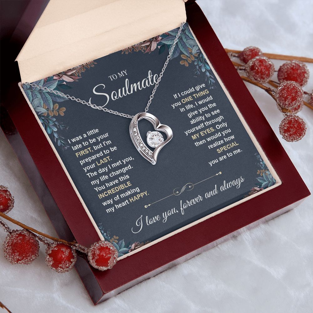 To My Soulmate Necklace for Women, Necklaces Gift For Wife from Husband, Soulmate Jewelry to My Future Wife Necklace, Necklace For Girlfriend with Message Card and Necklace Gift Box Gift Box Styles on Birthday, Christmas, Wedding, Anniversary Forever Love