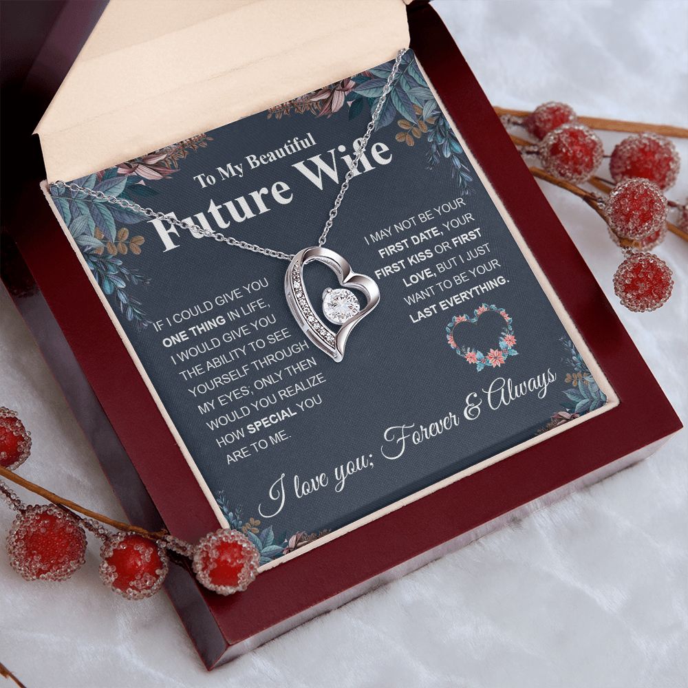 To My Future Wife Necklace My Last Everything, Promise Necklace For Her, Fiance Gift For Her, Wedding Gifts For Future Wife With Message Card Box LED, Soulmate Necklace For Women, To My Wife Necklace Forever Love