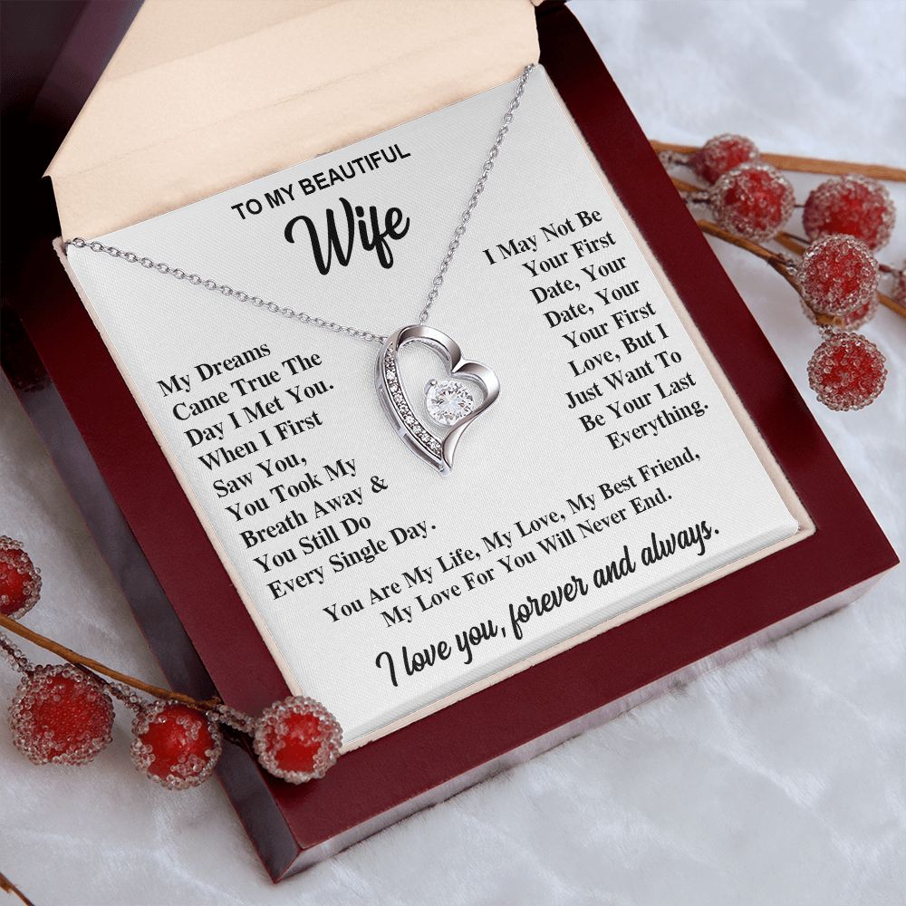 To My Wife Necklace Gift for Her, Soulmate Necklace, Necklaces for Wife from Husband, Valentine To My Wife Necklace, Soulmate Gifts, Necklace Message Card and Gift Box Styles on Birthday, Wedding, Anniversary, Valentine Forever Love