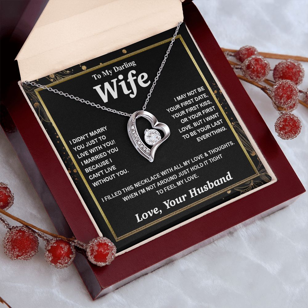 Valentine Gifts for Wife Necklace from Husband, Gifts for Wife from Husband, Wedding Gifts for Her Gifts Soulmate Message Card and Necklace Gift Box Gift Box Styles on Birthday, Wedding, Anniversary, Valentine Forever Love